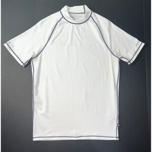 Nautica Performance Swim Shirt  Mens Small Trim Fit White UPF 40 Rash Guard